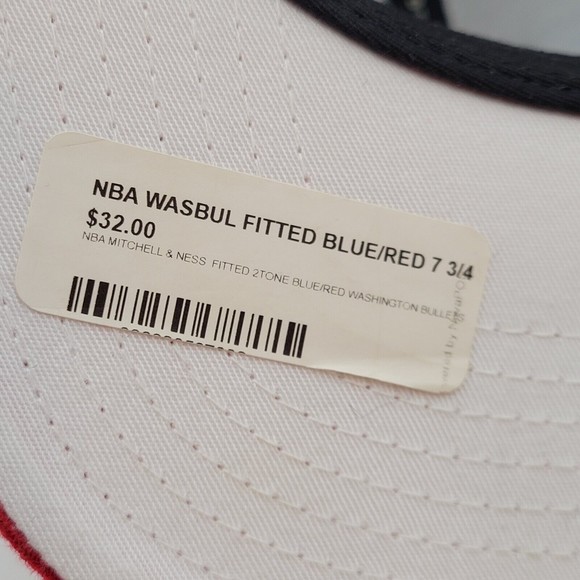 Washington Wizards Mitchell & Ness Blue Red Fitted Hat Cap 7 3/4 NBA 100% Wool - Picture 13 of 14